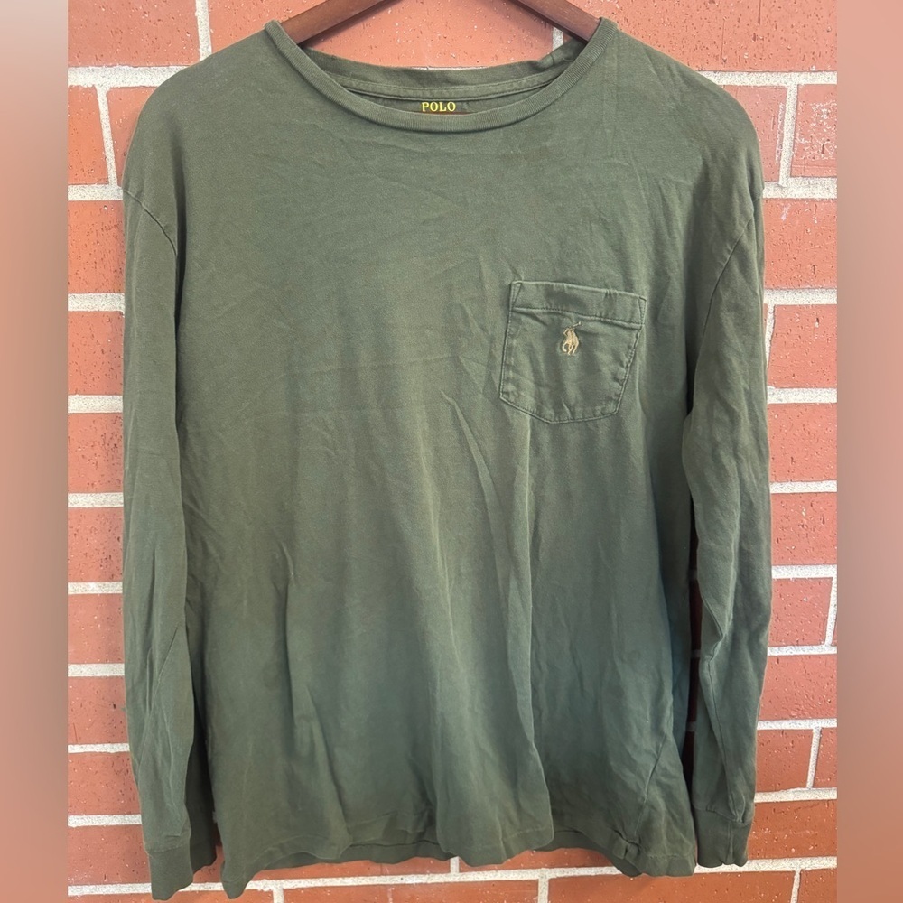Polo Ralph Lauren Long Sleeve T-Shirt Men’s Medium Olive Green Pocket Tee